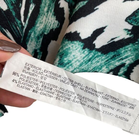 Zara Collection Size S Cutout Halter Strappy Mini Dress Green Black Tropical - Picture 7 of 9